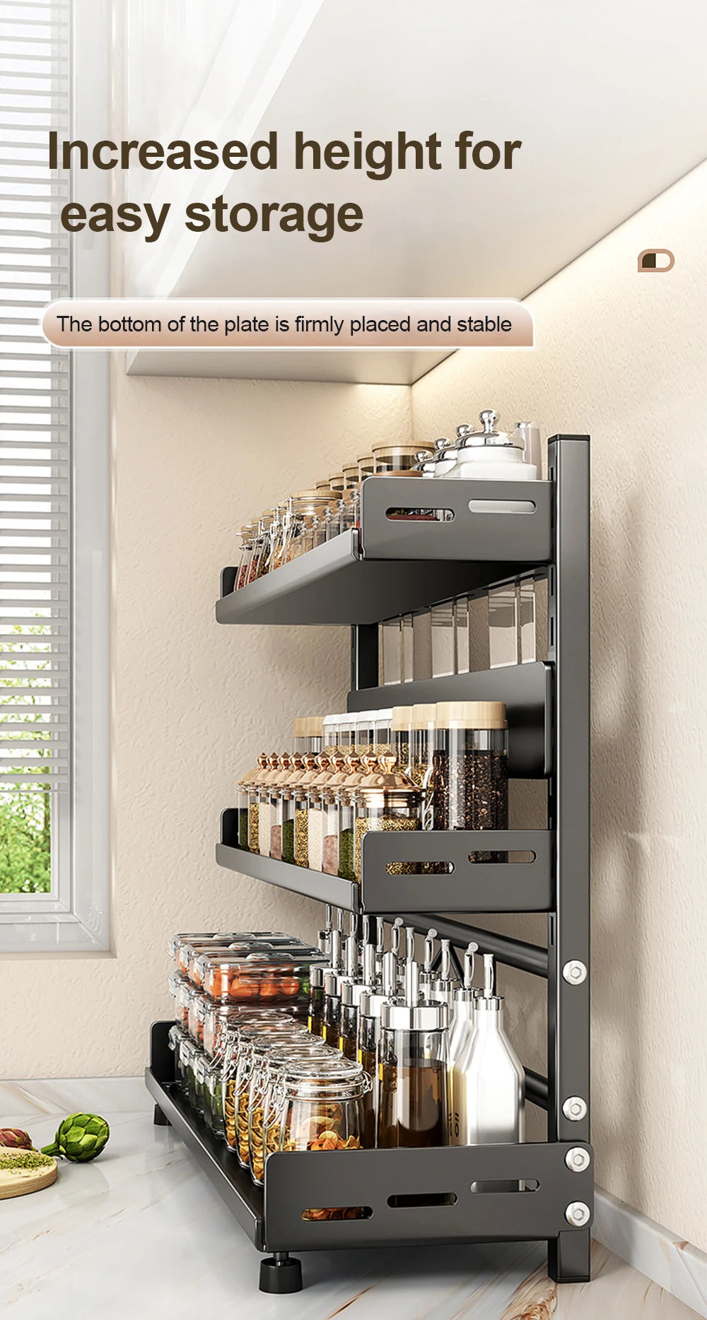 3-Tier Adjustable Spice Storage Rack