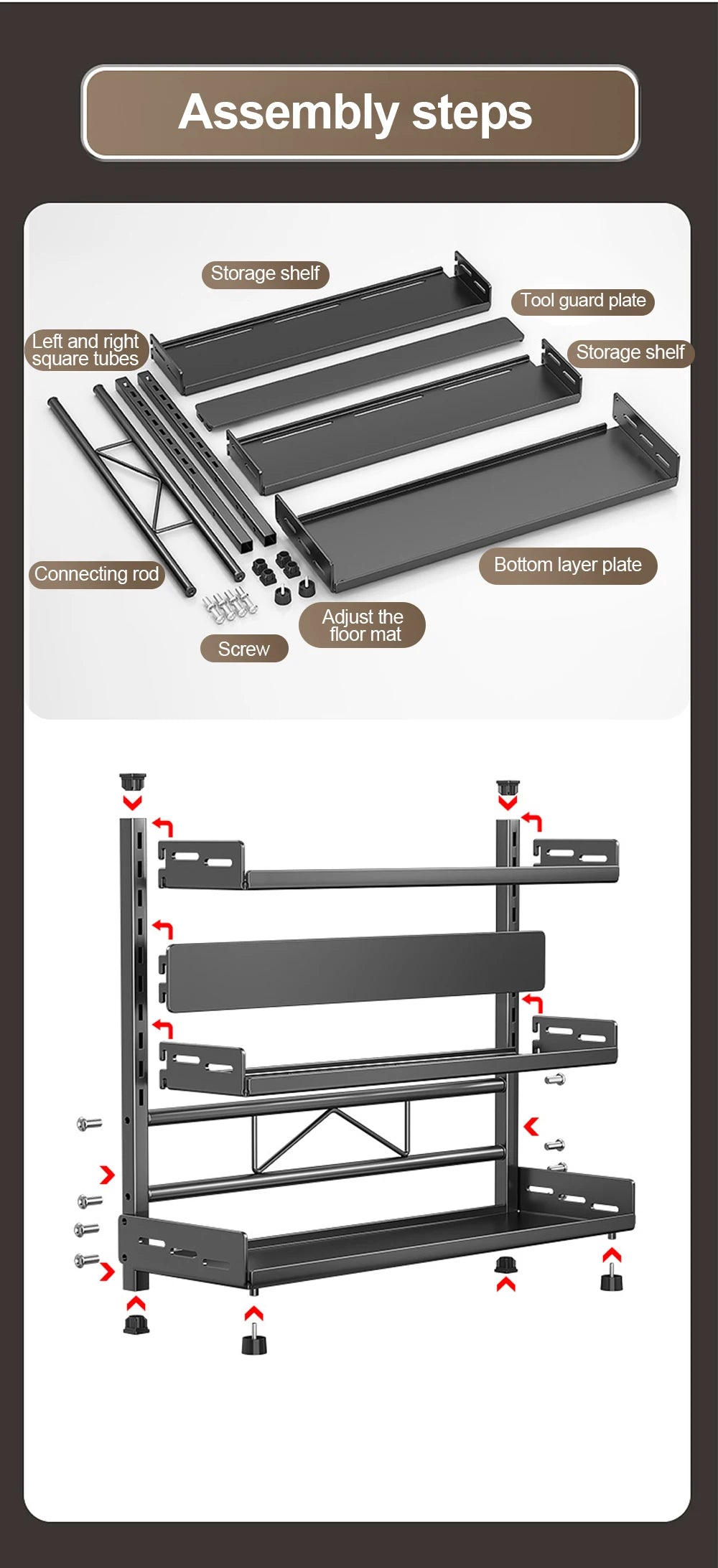 3-Tier Adjustable Spice Storage Rack