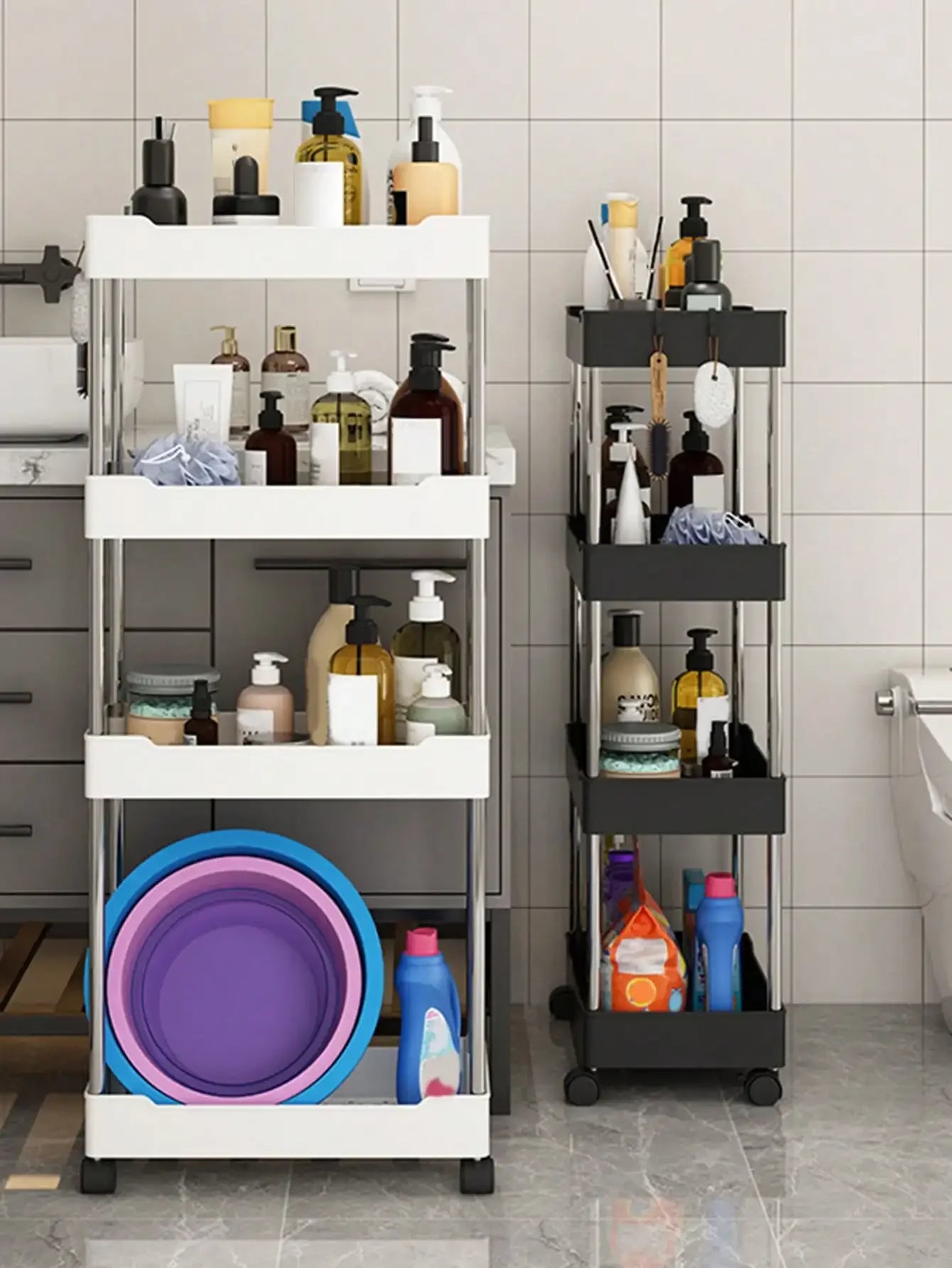 3/4-Tier Slim Rolling Storage Cart