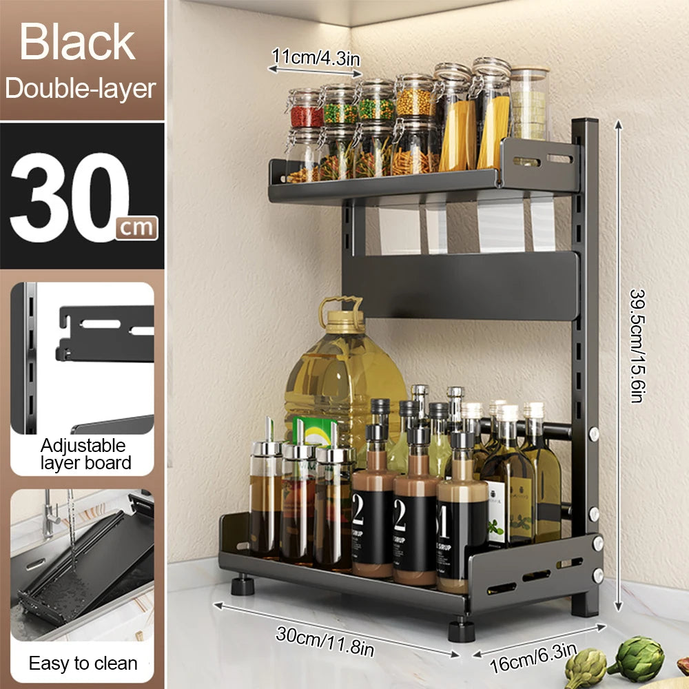 3-Tier Adjustable Spice Storage Rack